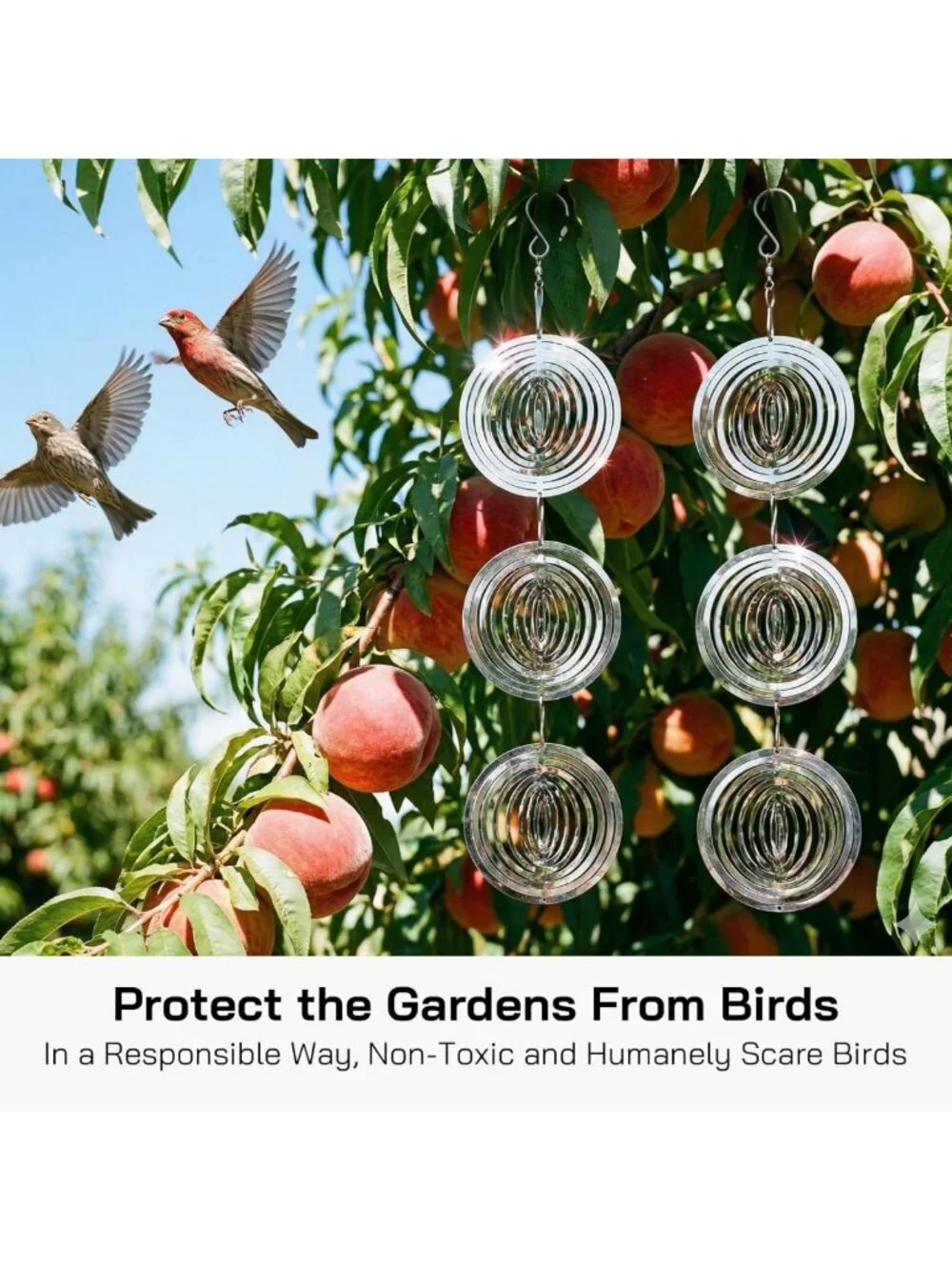 12 Pack 3D Stainless Steel Wind Spinners - Outdoor Bird Deterrents & Garden
